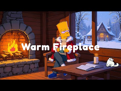 Warm Winter Fireplace 🌨️ Lo-Fi Hip Hop | Calm November in A Cozy Cabin with Relaxing BGM for Work