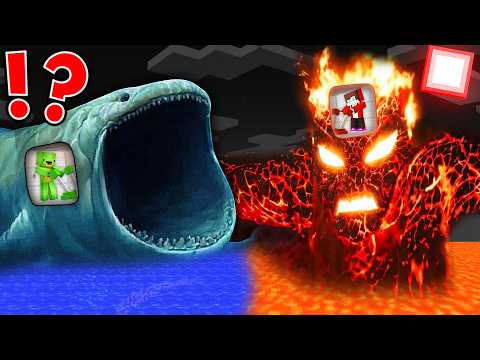 JJ's BLOOP MONSTER vs Mikey's LAVA MONSTER HEAD Control Mind Battle in Minecraft Maizen!