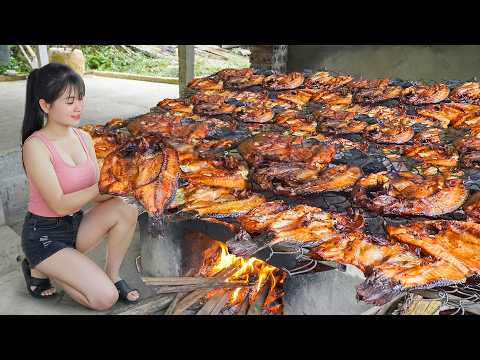 188Days Processing Smoked Fish, Smoked Pork, Harvesting Lots Of Fish Go To Countryside Market Sell