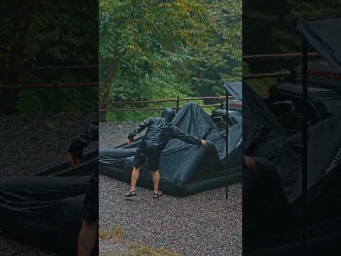 폭우 속에서 에어텐트 설치하고 우중캠핑 🌧️