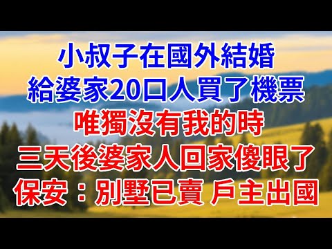 小叔子在國外結婚，給婆家20口人買了機票，唯獨沒有我的時，三天後婆家人回家傻眼了，保安：別墅已賣，戶主出國 #燈下講故事#婆媳#反轉#爽文#小說#情感#家庭倫理