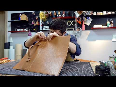 How a Craftsman Who Has Been Making Handcrafted Bags for 10 Years Makes a Cowhide Briefcase