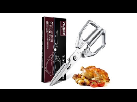 HUUSK Kitchen Scissors all Purpose   Stainless Steel Kitchen Shear, Sharp Silver Meat Scissors Dishw