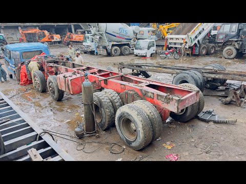 Hand Made heavy 32Ft Low Bed  From 16Ft Dump Truck Trailer Making In Local Work Shop