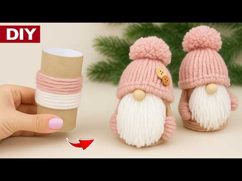 Amazing Gnome made of Yarn and Cardboard Sleeve 🎄 Christmas decorations 🎅 DIY NataliDoma