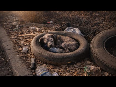 She Slept Blind and Broken Inside a Tire—A Forgotten Dog’s Silent Fight Between Death and Hope!