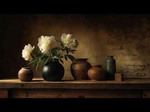 Vintage Still Life Peonies | Dark Moody Art for The Frame TV | TV Art Screensaver Without a Frame