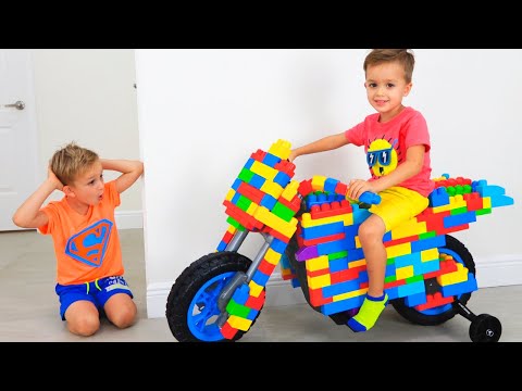 Vlad and Niki Ride on Toy Sportbike & play with toys