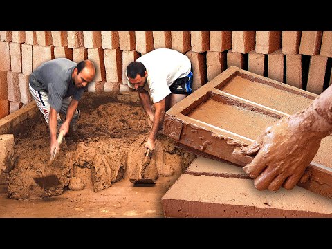 The brickmakers. Kneading and stepping on the clay to bake 800 bricks in an artisanal way