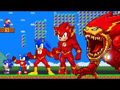 Super Mario Bros. but Sonic Upgrades into STRONGEST Flash Shin Sonic with 999 Hearts