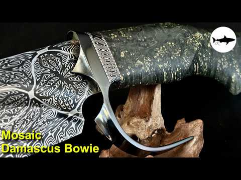 Forging a huge mosaic damascus bowie knife