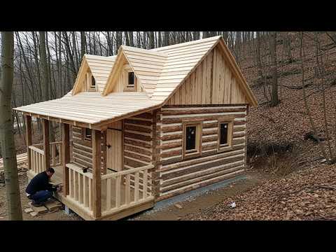 Constructing a Cabin on a Mountain Slope—A Full Build You Must See