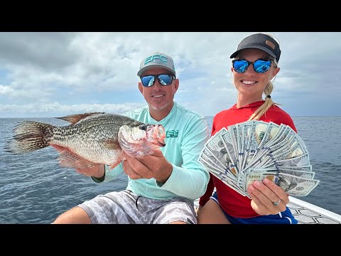 Me vs Her High Dollar Fishing Challenge! (Catch & Cook)