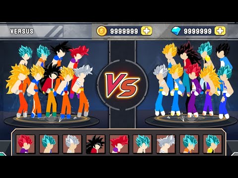 Stickman Warriors Goku All Forms vs Vegeta All Forms | New Dragon Ball Game
