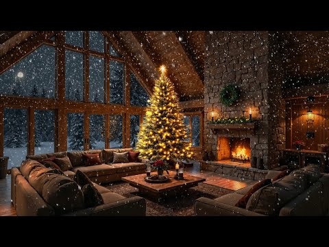 Peaceful Christmas Piano Music 🎄 Gentle Holiday Classics with Snow & Cozy Fireplace Ambience 🔥