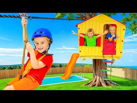 Vlad and Niki - Tree House with zipline Adventures - Funny stories for kids