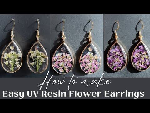 How to Make UV Resin Earrings, DIY Flower Earrings, Easy Earrings Tutorial, Flower Resin Tutorial