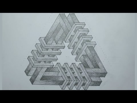 How to draw Optical Illusion | How to draw the Impossible Triangle pattern | How To & Geometry #19