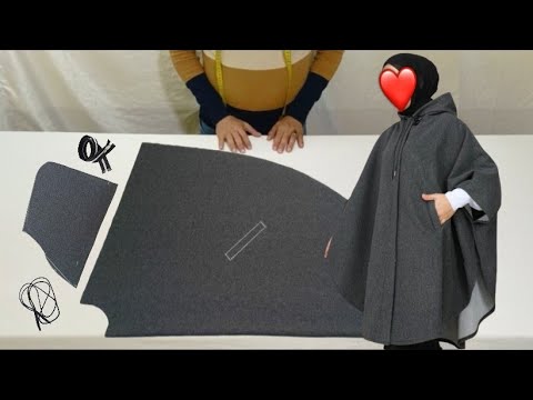 تفصيل وخياطة كاب طويل موديل جديد لعاشقات الأناقة cape femme dress cutting and stitching مشروع مربح