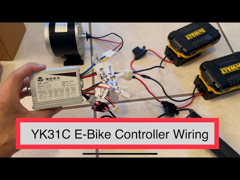 E Bike Controller Wiring diagram schematics for YK31C 36V 500W brush motor with 2 Dewalt Batteries.