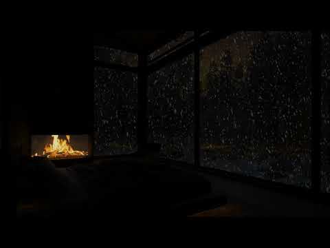 Snowstorm Outside & Warm Fireplace -No Ads🔥Cozy Winter Night Relaxation for Deep Sleep & Meditation