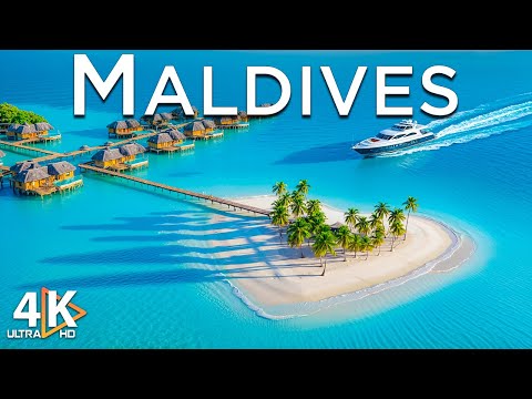 Maldives 4K - Fly Over Turquoise Reefs and Endless White Sands With Deep House Chill