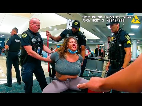 Entitled Woman Loses Control at Airport as Police Drag Her Out Screaming