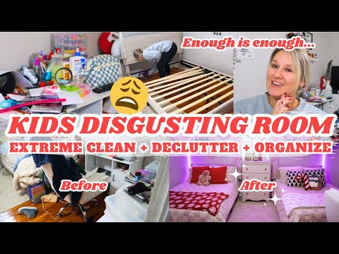 SHARED GIRLS ROOM DEEP CLEANING MOTIVATION | SMALL HOUSE CLEAN + DECLUTTER & ORGANIZE | MarieLove