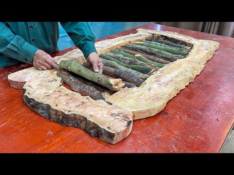 Recycling Wood Is Easy And Cheap // An Outdoor Table With A Cool Design From Tree Roots And Firewood