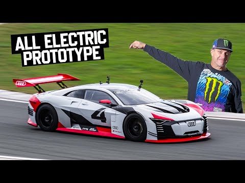 Ken Block Shreds  Audi  e-tron Vision GT Prototype & 11,500rpm Audi V8 DTM Car