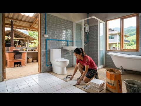 Building A Modern Bathroom With Full Amenities To Replace The Old Bathroom After Many Years Of Use