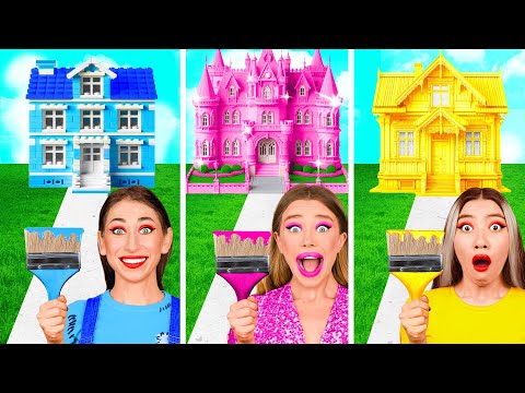One Colored House Challenge | Barbie vs Bratz Mermaids