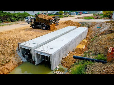 Start a Wonderful Project! Huge Sewer Drain Pipe Filling by Skills Operator Dozer D31PX & 5Ton Truck