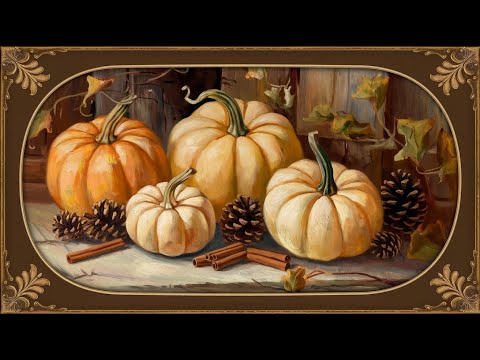 4K Vintage Pumpkin Painting | Cozy Fall Art with Warm Colors | Frame TV Art