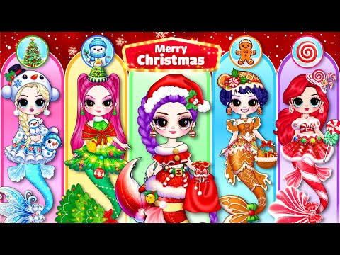 K-Pop Demon Hunters: Huntrix & Disney Princess Christmas Mermaid Makeover | DIY Fashion Paper Dolls