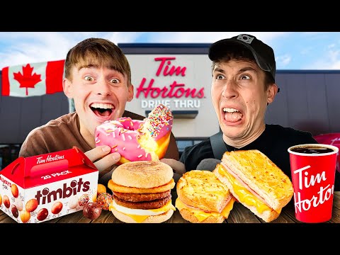 Two Brits try Tim Horton's Breakfast for the first time!!
