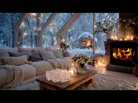 🔥🎼Quiet Winter Piano Lounge | Snow Outside & Fire Inside | Focus Study Work Meditation Relax Calm