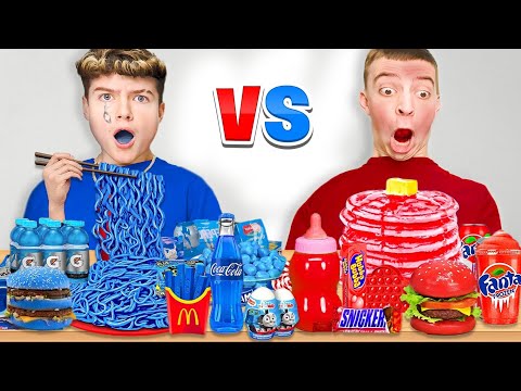 ROTES ESSEN gegen BLAUES ESSEN! 🍎💙 (Challenge)