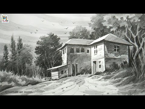 Scenery Art With Pencil Sketch and Shading || Paintlane Sketches