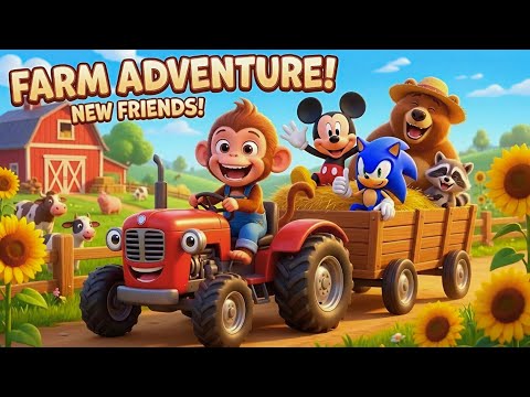 Funny Farm Life: Baby Monkey Meets Mickey Mouse & Sonic | Cute Animal Adventure