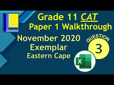 Computer Applications Technology Grade 11 Paper 1 November 2020 Q3 - Spreadsheets