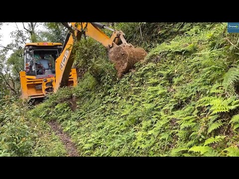 Extremely Beautiful Mountainside-Excavation for New Rural Mountain Village Connecting Road Track