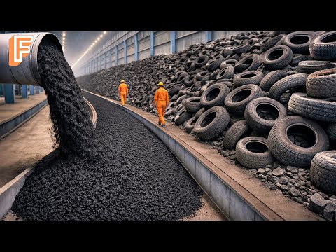 How Rubberized Asphalt Is Made From Millions Of Old Tires Inside Massive Recycling Factory