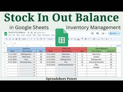 Stock In Out Balance Tracker in Google Sheets | Inventory Management