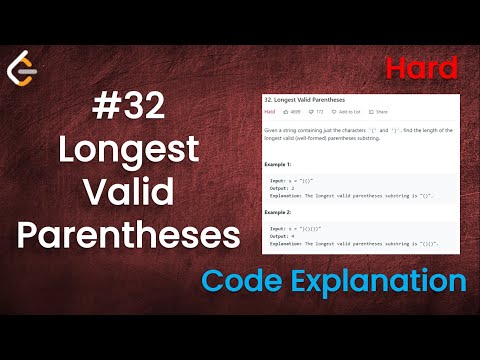 Longest Valid Parentheses | Live Coding with Explanation | Leetcode - 32