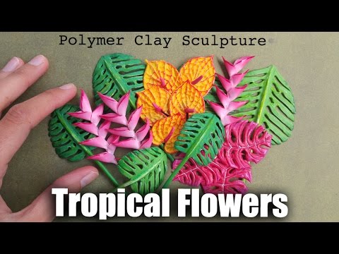 How to Sculpt Tropical Flowers & Plants // Polymer Clay Tutorial for Earth Day