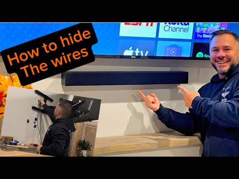 How to mount sound bar to the wall. How to hide tv wires in wall. Install and mount sound bar
