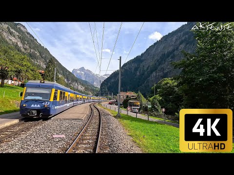 Cab Ride - Interlaken to Grindelwald Switzerland | Train Driver view | 4k 60p uhd video