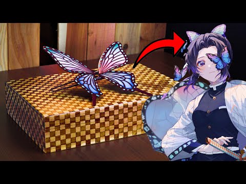 Crafting A Traditional Wood Chest For A Butterfly Hairpin 🦋 inspired by Demon Slayer | CarpenterCat