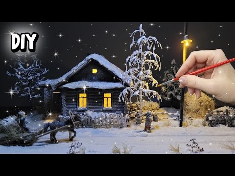Winter in the village from cardboard with your own hands / DIY